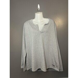 Copper Fit Replenish Shirt Womens L/XL Large Gray Long Sleeve Notch Neck Lounge